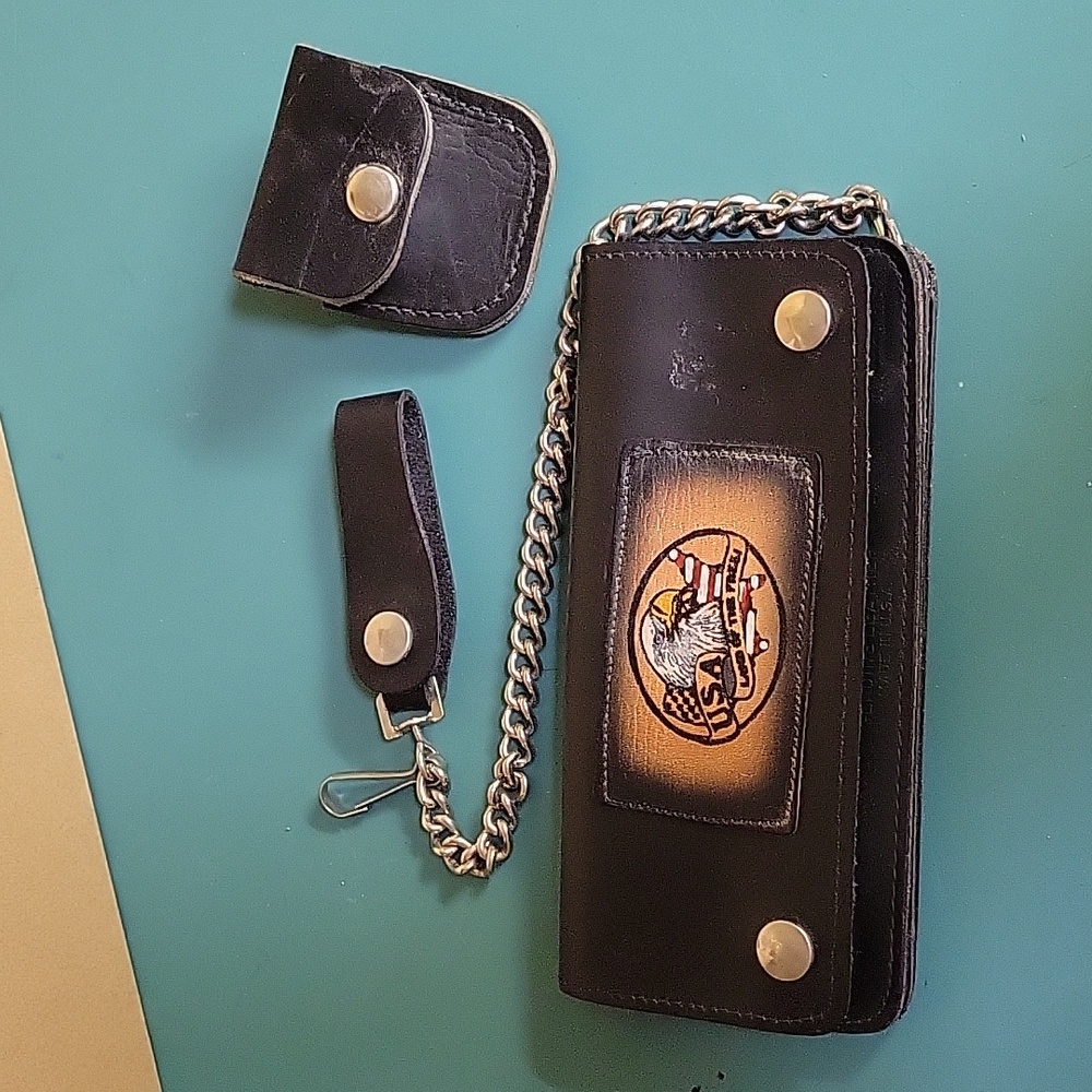 Genuine leather biker chain wallet